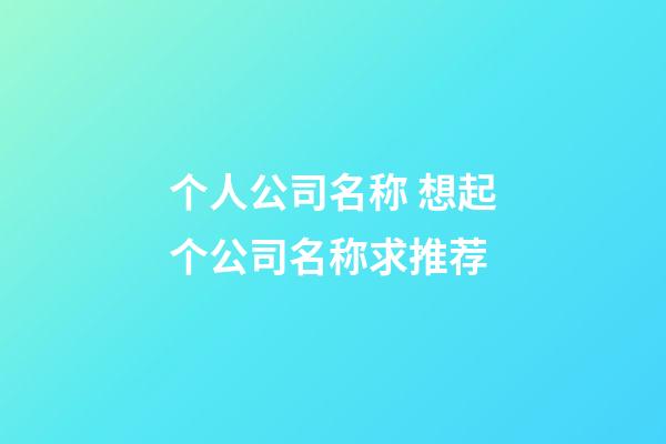 个人公司名称 想起个公司名称求推荐-第1张-公司起名-玄机派